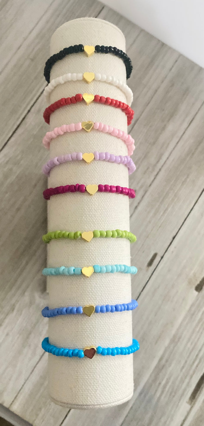 Multi colored beaded heart bracelet